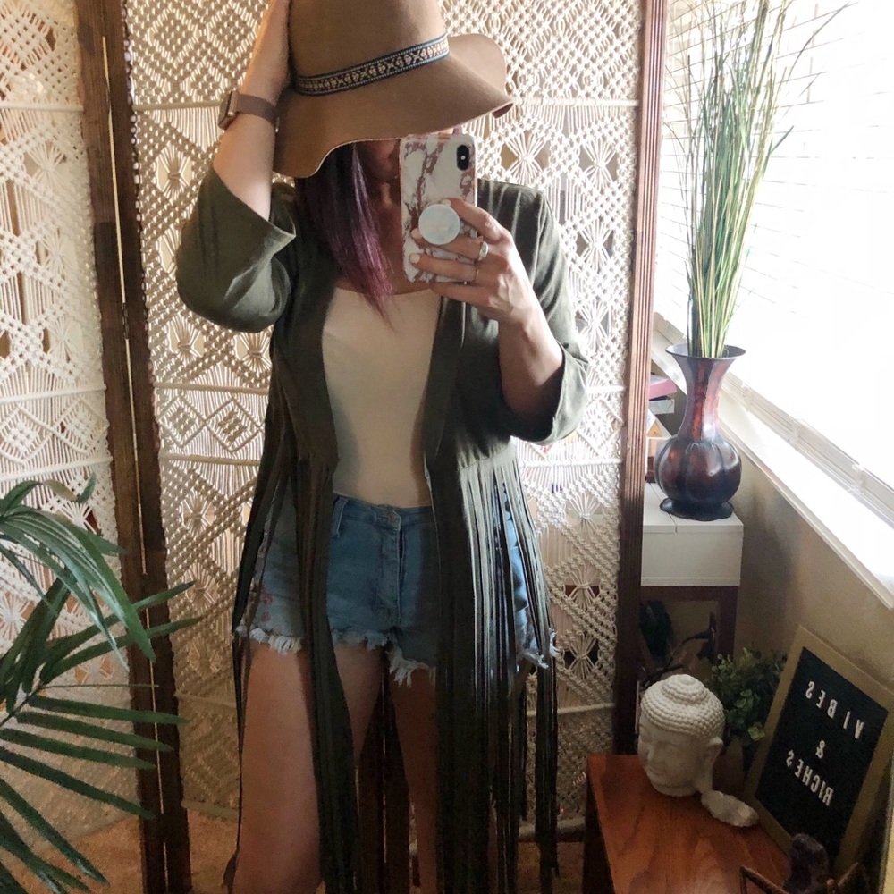 Fringe Rocker Suede Style Boho Jacket